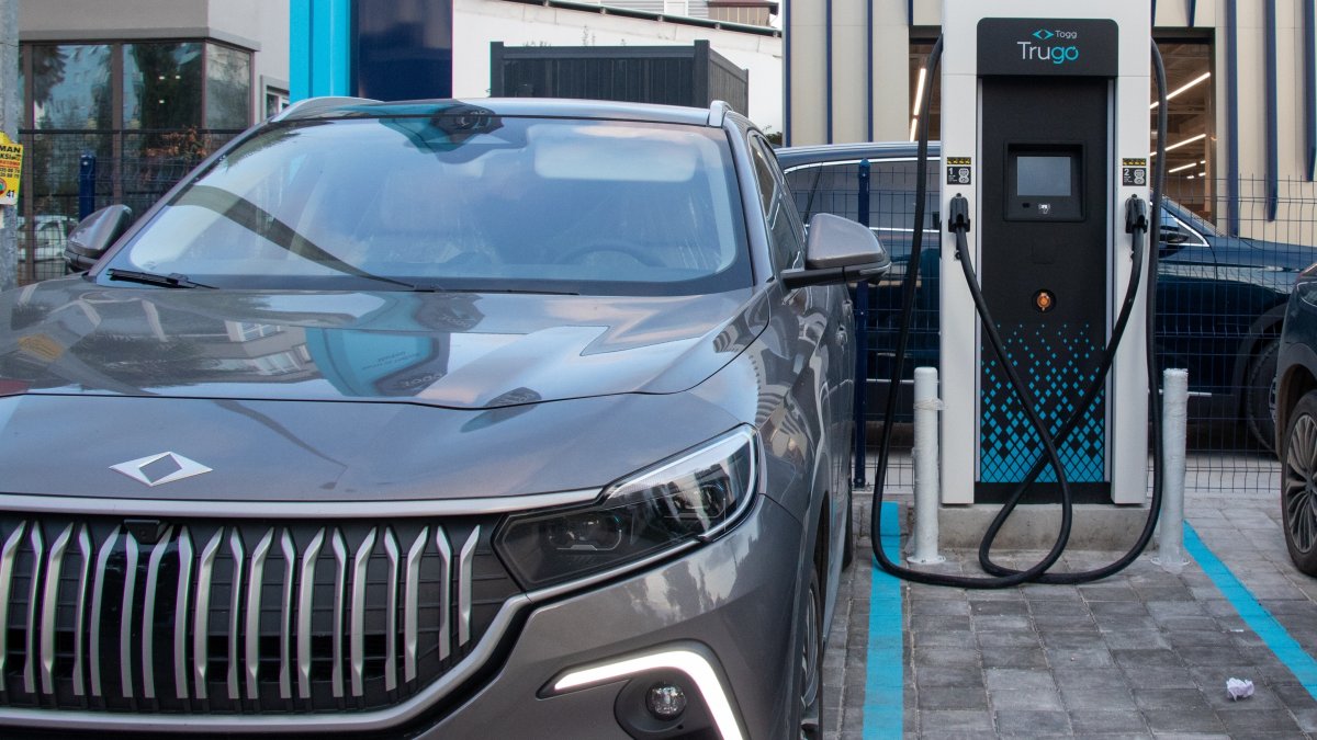 A Togg T10X is seen at a charging station, Antalya, Türkiye, March 11, 2023. (Shutterstock Photo)