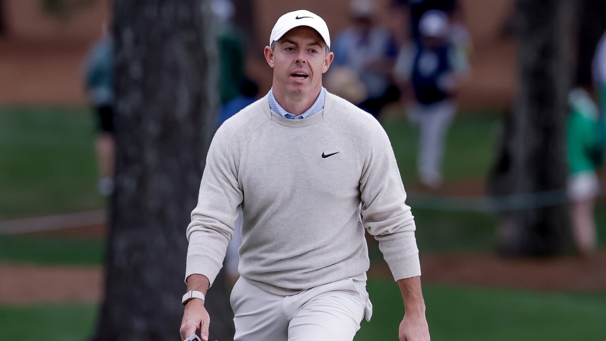 Rory McIlroy approaches the green on the seventh hole during a practice round for the 2026 Masters Tournament at the Augusta National Golf Club, Augusta, U.S., April 6, 2026. (EPA Photo)