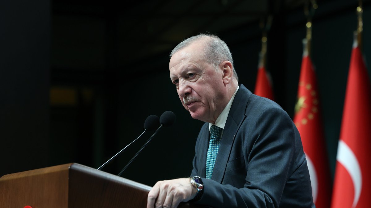 President Recep Tayyip Erdoğan speaks after the Cabinet meeting, Ankara, Türkiye, April 6, 2026. (AA Photo)