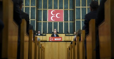 MHP Chair Devlet Bahçeli speaks at the parliamentary group meeting, Ankara, Türkiye, April 7, 2026. (AA Photo)
