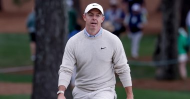 Rory McIlroy approaches the green on the seventh hole during a practice round for the 2026 Masters Tournament at the Augusta National Golf Club, Augusta, U.S., April 6, 2026. (EPA Photo)