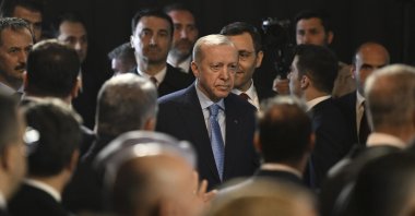 President Recep Tayyip Erdoğan arrives for a Roketsan ceremony, Ankara, Türkiye, April 7, 2026. (AA Photo)