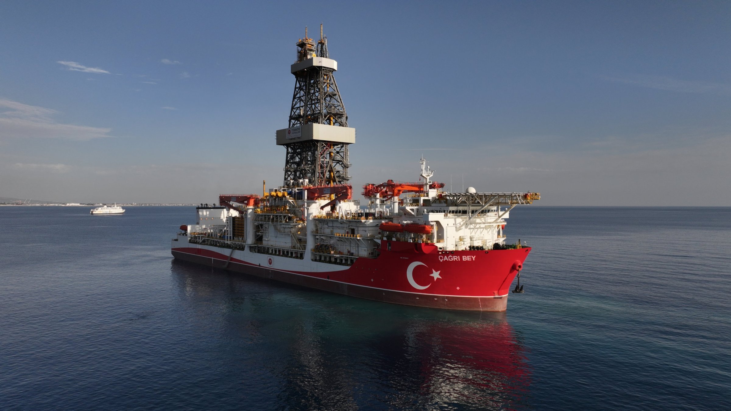 Türkiye's deep-sea drillship Çağrı Bey is seen in an undisclosed location, April 8, 2026. (AA Photo)