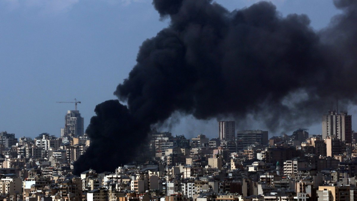 Smoke rises after an Israeli airstrike targets the southern suburbs of Beirut, Dahiyeh, Lebanon, April 8, 2026. (EPA Photo)