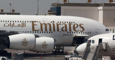 An Emirates aircraft is seen through the window of a Middle East Airlines airplane at Cairo International Airport, amid the U.S.-Israeli conflict with Iran, Cairo, Egypt, March 31, 2026. (Reuters Photo)