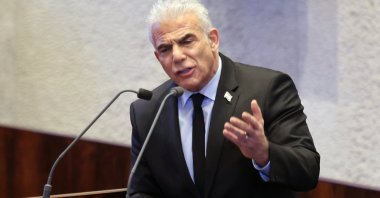 Israel's Opposition leader Yair Lapid speaks at the Knesset, the Israeli parliament, in west Jerusalem, Feb. 2, 2026. (EPA Photo)