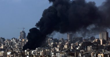 Smoke rises after an Israeli airstrike targets the southern suburbs of Beirut, Dahiyeh, Lebanon, April 8, 2026. (EPA Photo)
