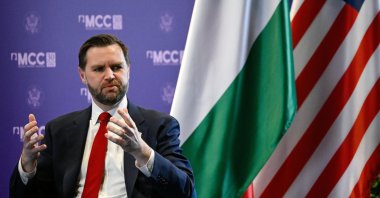 U.S. Vice President JD Vance participates in a panel discussion with Director-General of Mathias Corvinus Collegium (MCC) Zoltan Szalai at the MCC training center in Budapest, Hungary, April 8, 2026. (EPA Photo)