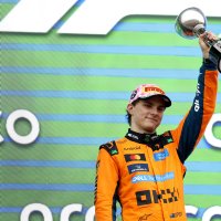 Second-placed McLaren driver Oscar Piastri of Australia celebrates on the podium after the Formula One Japanese Grand Prix at the Suzuka International Racing Course racetrack, Suzuka, Japan, March 29, 2026. (EPA Photo)