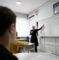 Students of Bursa Nilüfer Anatolian Imam Hatip High School prepare for an International Math Olympiad, Bursa, Türkiye, MArch 11, 2026. (AA Photo) 