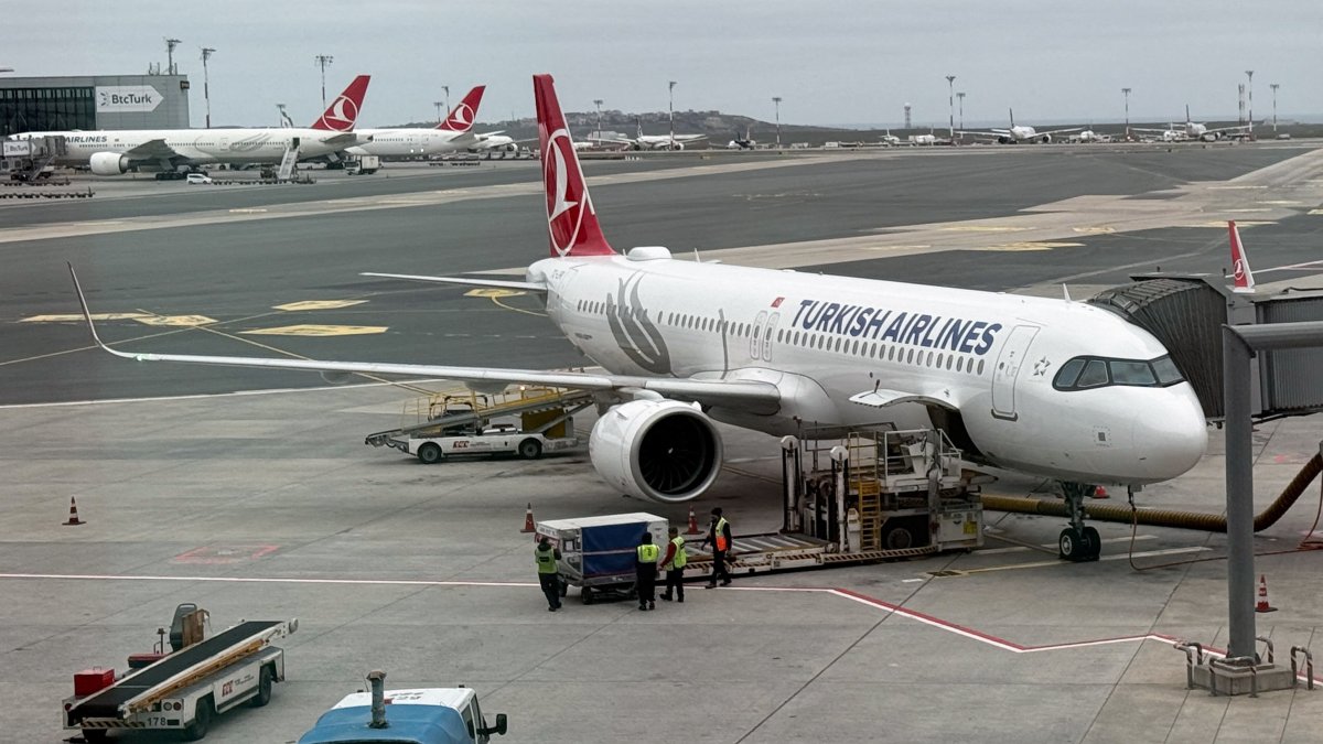 A Turkish Airlines Airbus aircraft is seen at Istanbul International Airport, Istanbul, Türkiye, March 12, 2026. (Reuters Photo)