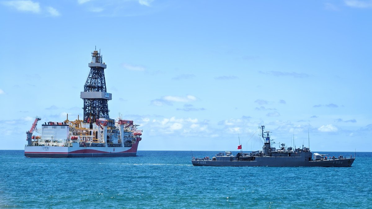 Türkiye's Çağrı Bey drillship is seen in Somali waters in this photo shared on April 9, 2026. (AA Photo)