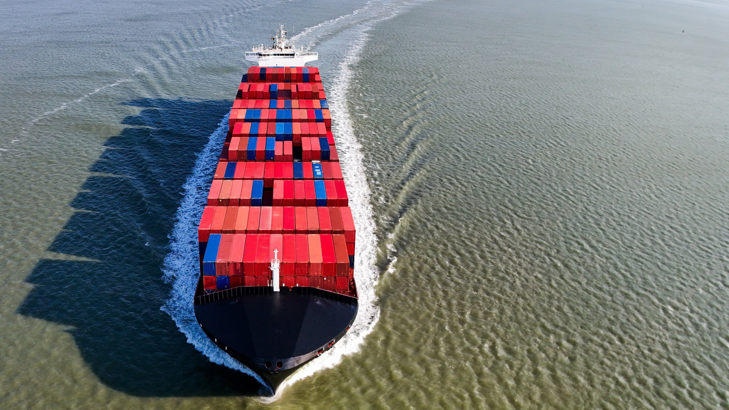 A view of the Independent Quest, a container ship registered in Portugal, leaves the Antwerp harbor, Hansweert, Netherlands, March 15, 2026. (EPA Photo)