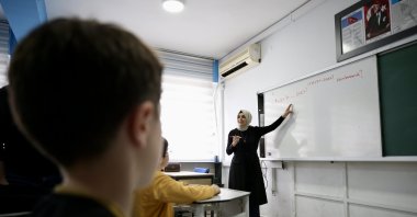 Students of Bursa Nilüfer Anatolian Imam Hatip High School prepare for an International Math Olympiad, Bursa, Türkiye, MArch 11, 2026. (AA Photo) 