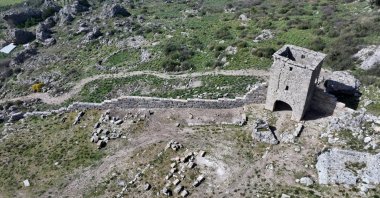 An aerial view of the ancient city of Sillyon, Antalya, Türkiye, March 12, 2026. (AA Photo)