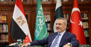 Foreign Minister Hakan Fidan attends a meeting with the foreign ministers of Pakistan, Egypt and Saudi Arabia, Islamabad, Pakistan, March 29, 2026. (AA Photo)