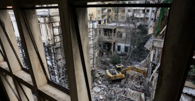 Heavy machinery operates at the site of an Israeli strike carried out on Wednesday, in Ain Al Mraiseh in Beirut, Lebanon, April 9, 2026. (Reuters Photo)