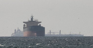Cargo ships in the Gulf, near the Strait of Hormuz, as seen from northern Ras al-Khaimah, near the border with Oman’s Musandam governance, March 11, 2026. (Reuters File Photo)