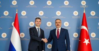 Foreign Minister Hakan Fidan meets with Dutch Foreign Minister Tom Berendsen at the Foreign Ministry, Ankara, Türkiye, April 9, 2026. (AA Photo)