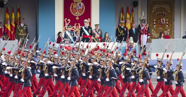 Members of the Spanish Armed Forces take part in the military parade on Spain's National Day in Madrid, Spain, Oct. 12, 2025. (AFP File Photo)