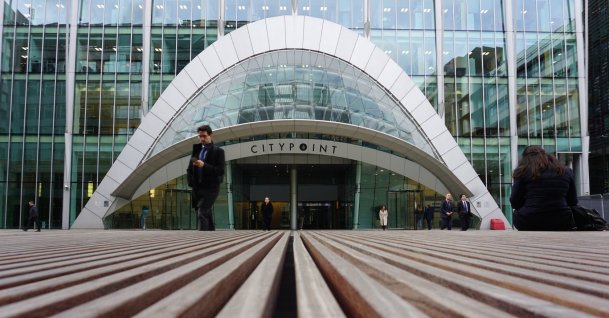 The entrance to the skyscraper that houses the London office of Israeli private investigation firm Black Cube is seen, London, Britain, March 5, 2019. (AP Photo)