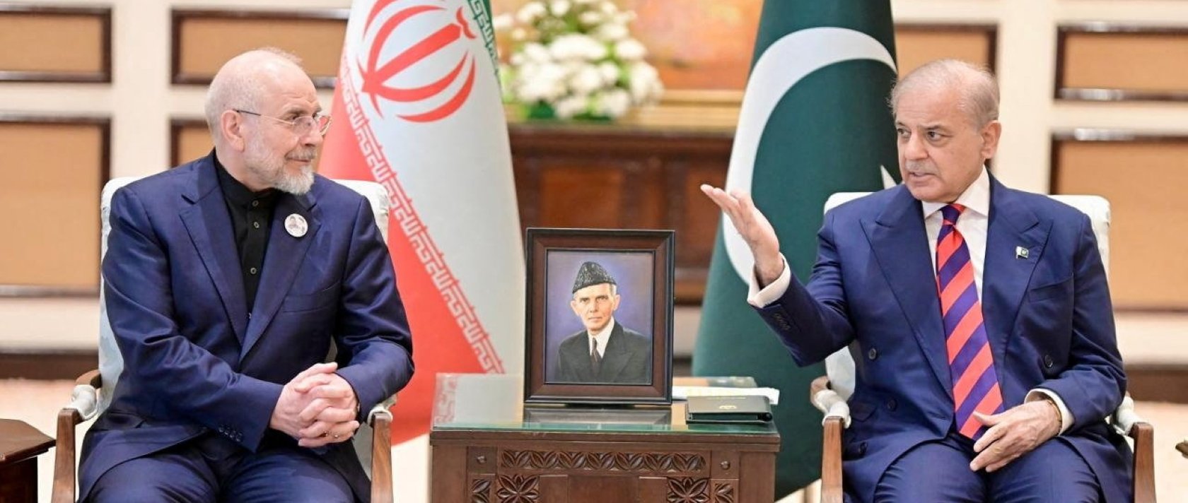 Pakistani Prime Minister Shehbaz Sharif (R) meets with Iranian Parliament Speaker Mohammad Bagher Ghalibaf, ahead of U.S.-Iran peace talks, Islamabad, Pakistan, April 11, 2026. (Reuters Photo)