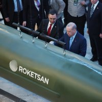 President Recep Tayyip Erdoğan signs off a Tayfun Blok-4 hypersonic missile developed by Turkish defense giant Roketsan, in a ceremony, Ankara, Türkiye, April 7, 2026. (AA Photo)