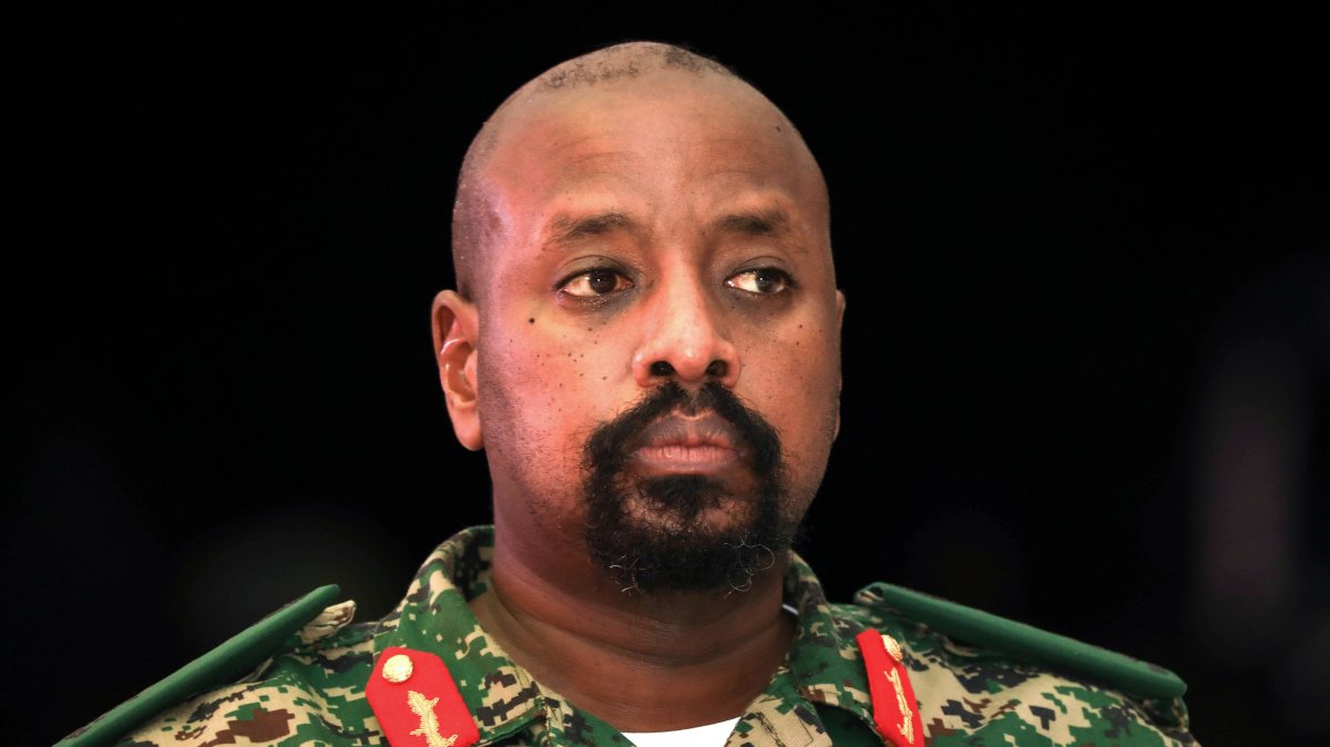 Lt. Gen. Muhoozi Kainerugaba, son of Uganda's President Yoweri Museveni, attends a "thanksgiving" ceremony in Entebbe, Uganda, May 7, 2022. (AP Photo)
