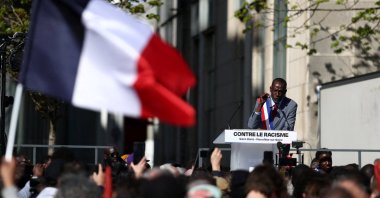 Bally Bagayoko, the newly elected mayor of Saint-Denis, makes a speech during a demonstration against racism, Saint Denis, Paris, France, April 4, 2026. (Reuters Photo)