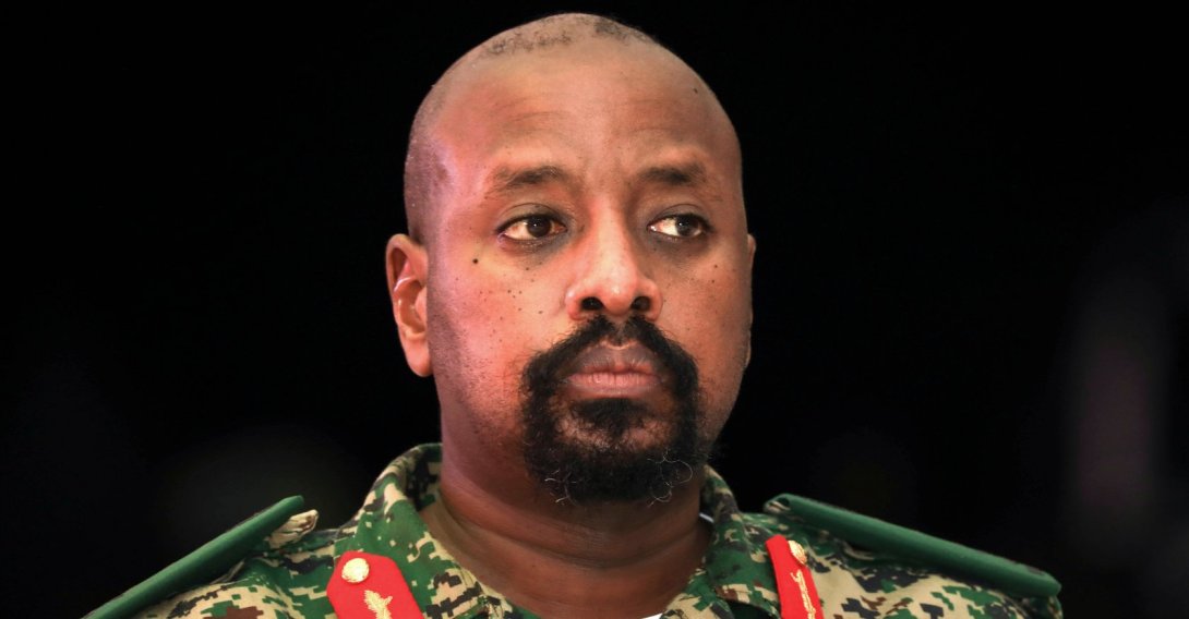 Lt. Gen. Muhoozi Kainerugaba, son of Uganda's President Yoweri Museveni, attends a "thanksgiving" ceremony in Entebbe, Uganda, May 7, 2022. (AP Photo)