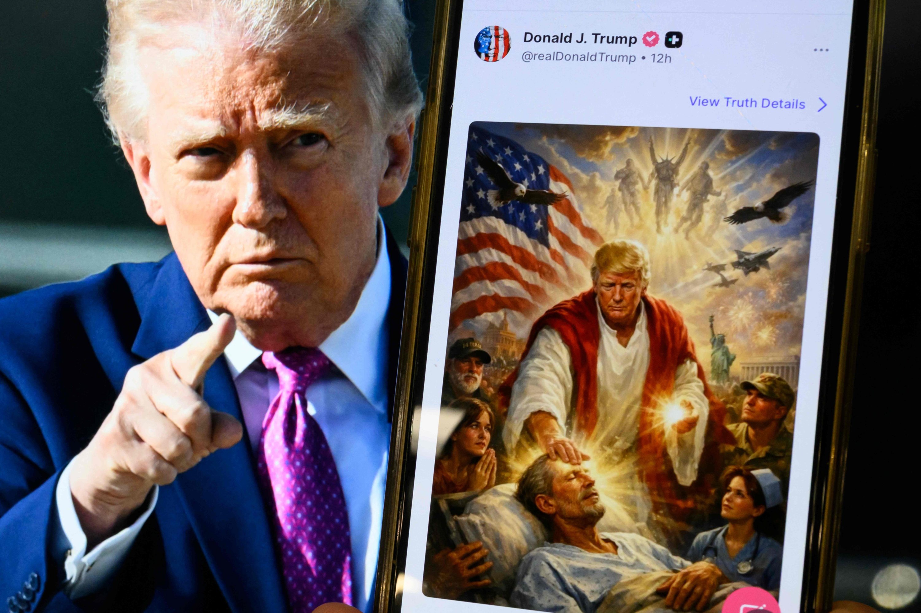 Trump refuses to apologize to Pope Leo, defends Jesus depiction