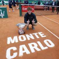 Italy's Jannik Sinner poses with his trophy after winning the ATP Monte-Carlo Masters final against Spain's Carlos Alcaraz, Roquebrune Cap Martin, France, April 12, 2026. (EPA Photo)