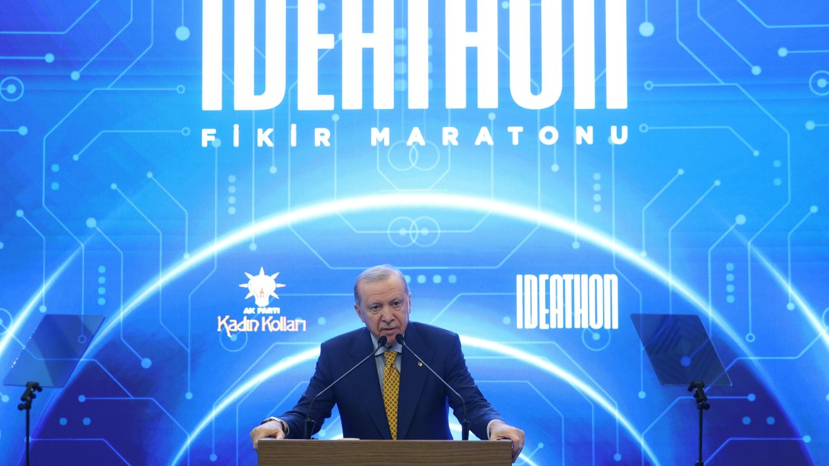 Recep Tayyip Erdoğan speaks at the Ideathon organized by the AK Party, in Ankara, April 13, 2026. (AA Photo)