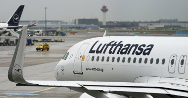 Lufthansa planes are stationed at Frankfurt Airport in Frankfurt, Germany, April 13, 2026. (EPA Photo)