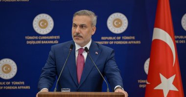 Foreign Minister Hakan Fidan speaks at a news conference, Ankara, Türkiye, April 9, 2026. (AA Photo)