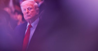 U.S. President Donald Trump looks on during UFC 327 at the Kaseya Center, in Miami, Florida, April 11, 2026. (AFP Photo)