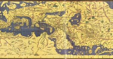The "Kitab Rudjdjar" ("Tabula Rogeriana"), an early world map by the Arab geographer Muhammad al-Idrisi (1100–1165), was made in 1154 for Roger II (1095–1154), King of Sicily from 1130. (Getty Images Photo)