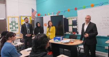 Students participate in Türkiye’s foreign student admission exam during a supervised session, New Jersey, U.S., April 12, 2026. (AA Photo)