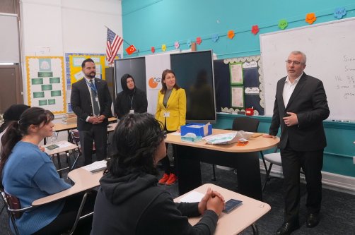 Students participate in Türkiye’s foreign student admission exam during a supervised session, New Jersey, U.S., April 12, 2026. (AA Photo)