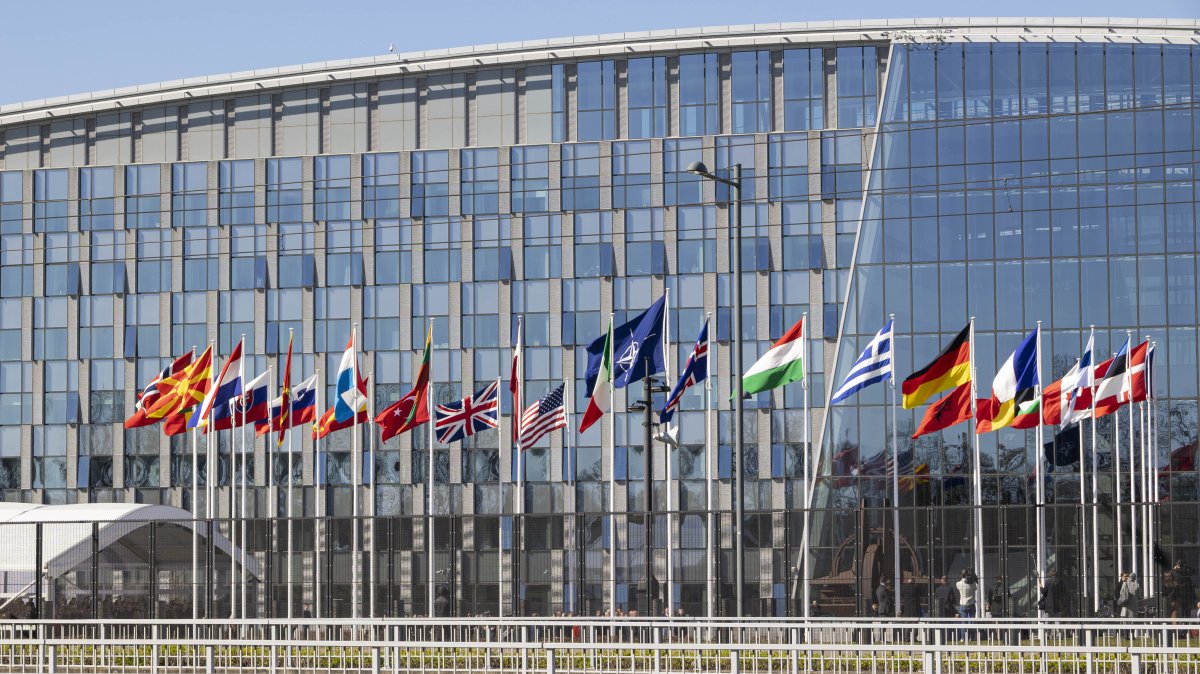 Flag raising ceremony as NATO adds Finland, in Brussels, Belgium, April 4, 2023 (AFP File Photo)