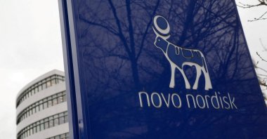 The logo of pharmaceutical company Novo Nordisk is displayed in front of its offices in Bagsvaerd, Copenhagen, Denmark, Feb. 4, 2026. (Reuters Photo)