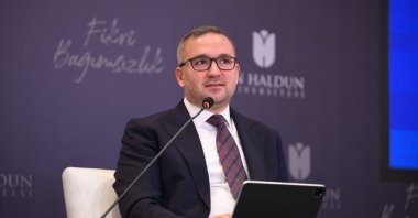 Central Bank of the Republic of Türkiye (CBRT) Governor Fatih Karahan speaks during a panel, Istanbul, Türkiye, April 11, 2026. (AA Photo)