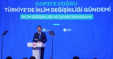 Minister Murat Kurum speaks at the event, Ankara, Türkiye, April 14, 2026. (AA Photo)