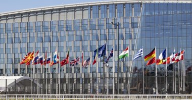 Flag raising ceremony as NATO adds Finland, in Brussels, Belgium, April 4, 2023 (AFP File Photo)