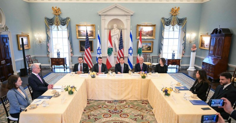 U.S. Secretary of State Marco Rubio (C) speaks during a meeting with Lebanon's Ambassador to the U.S. Nada Hamadeh Moawad (2-R) and Israeli Ambassador to the U.S. Yechiel Leiter (2-L) at the State Department in Washington, DC, U.S., April 14, 2026. (AFP Photo)