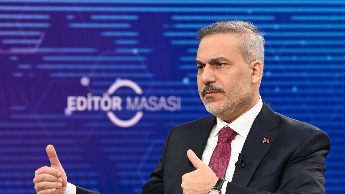Foreign Minister Hakan Fidan speaks at an interview with Anadolu Agency, Ankara, Türkiye, April 13, 2026. (AA Photo)