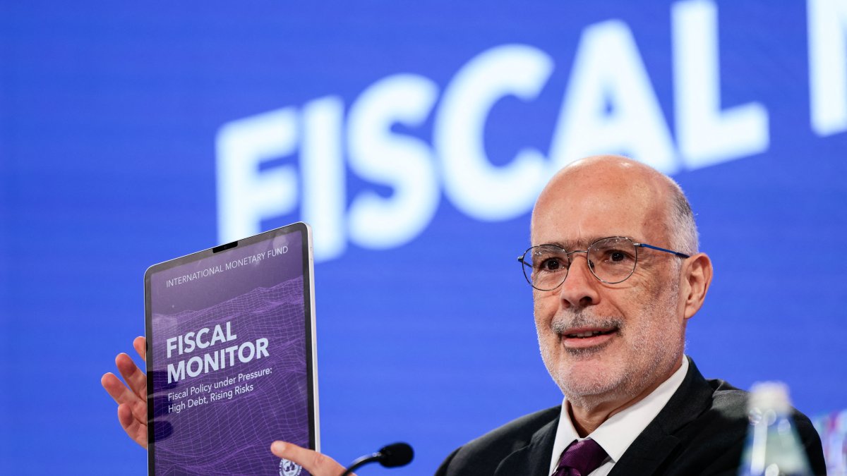 Rodrigo Valdes, director of the IMF Fiscal Affairs Department, speaks during a Fiscal Monitor press briefing at the 2026 IMF and World Bank Group Spring Meetings, Washington, U.S., April 15, 2026. (AFP Photo)