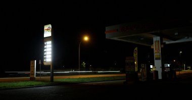 A fuel price board shows all fuel types out of stock at a TotalEnergies gas station in Vertou, near Nantes, France, April 8, 2026. (Reuters Photo)