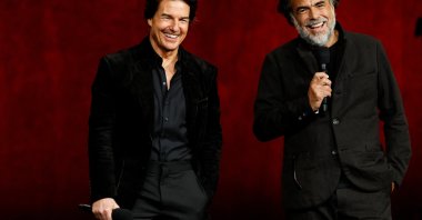 Cast member Tom Cruise and director Alejandro Gonzalez Inarritu of the upcoming film "Digger" speak during the Warner Bros. Pictures presentation at CinemaCon, Las Vegas, U.S., April 14, 2026. (Reuters Photo)