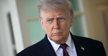 U.S. President Donald Trump speaks to the press outside the Oval Office at the White House in Washington, D.C., April 13, 2026. (AFP Photo)